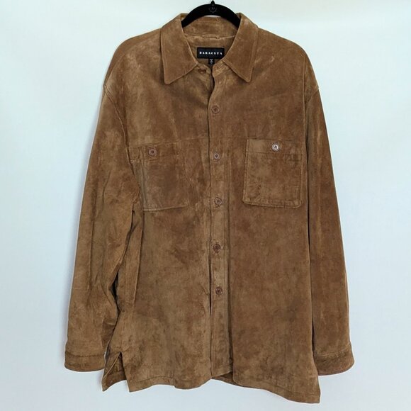 Baracuta Men's Suede Shacket Size XL Brown Jacket Over Shirt - Picture 1 of 13
